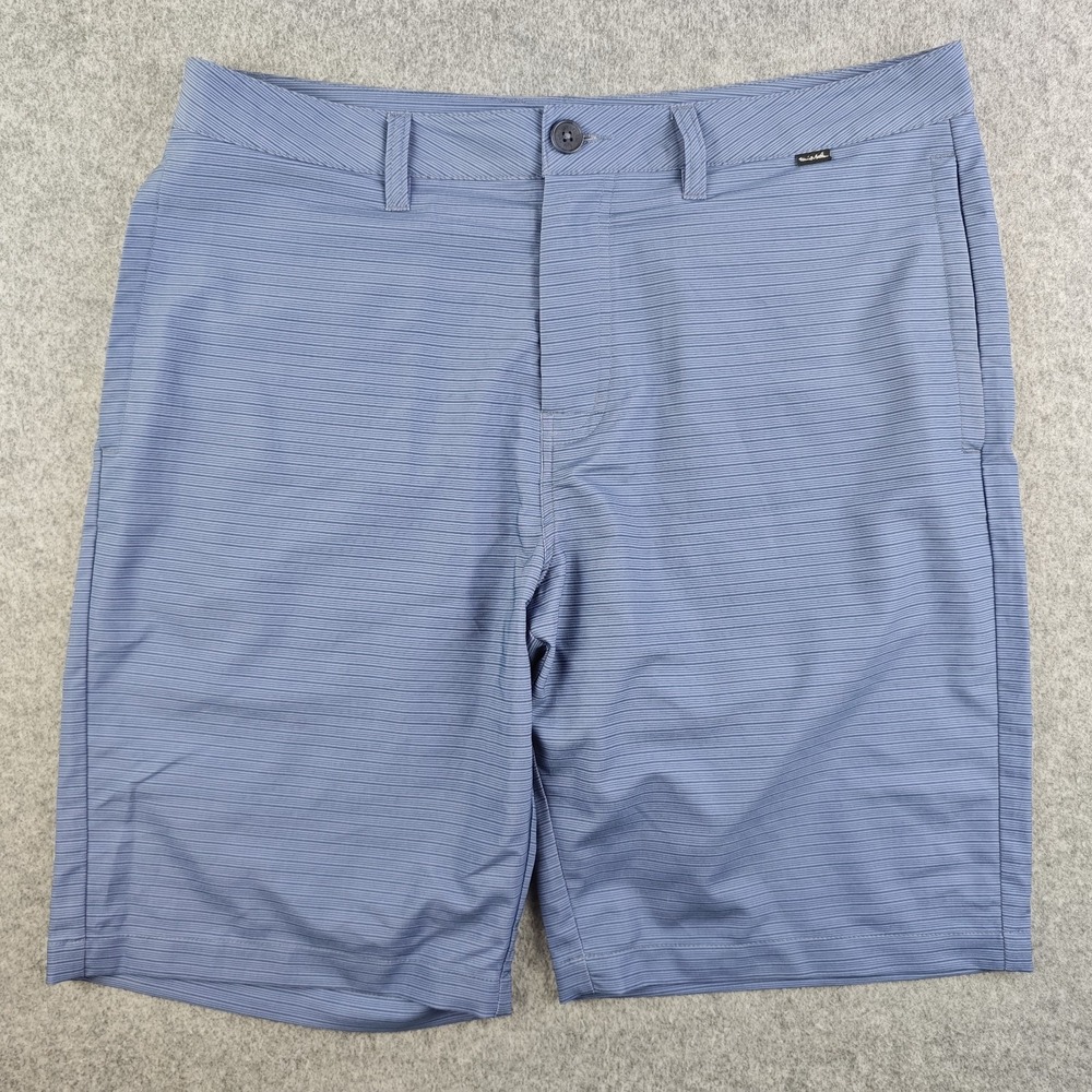 Travis Mathew Golf Shorts Mens 34 Blue Striped Performance Stretch 10" Inseam